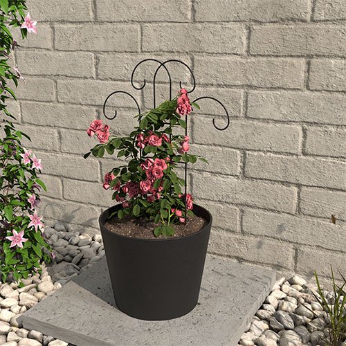24 in. H Flourish Pot Trellis in Black | Gardenwares - Peak
